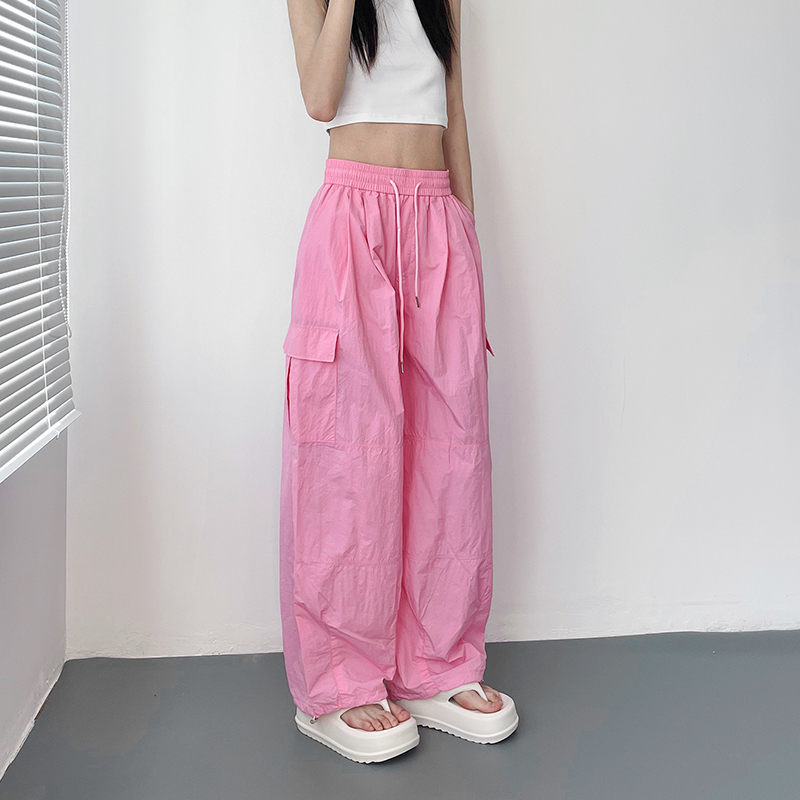 蜜略大码宽松高腰工装裤领券下单