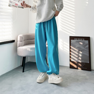 胖mm宽松显瘦运动裤 大码 秋冬女高腰抽绳束脚休闲裤 加绒加厚阔腿裤