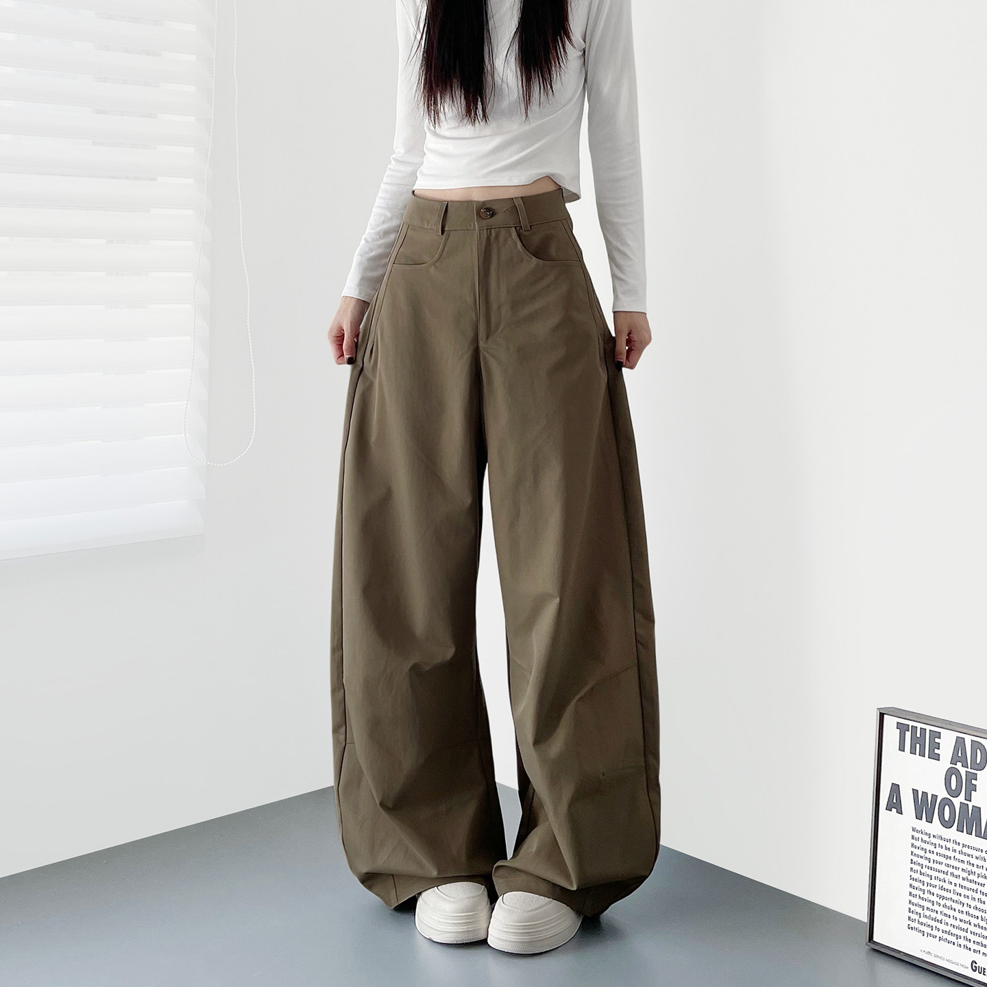 大码高腰褶皱阔腿裤春季新款梨形身材显瘦设计感垂感休闲西装裤子,女装/女士精品,大码裤装,淘宝优惠券,粉丝福利购,淘宝优惠卷