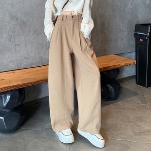 加厚直筒萝卜裤女2024冬季大码胖mm显瘦拖地休闲裤阔腿工装长裤子