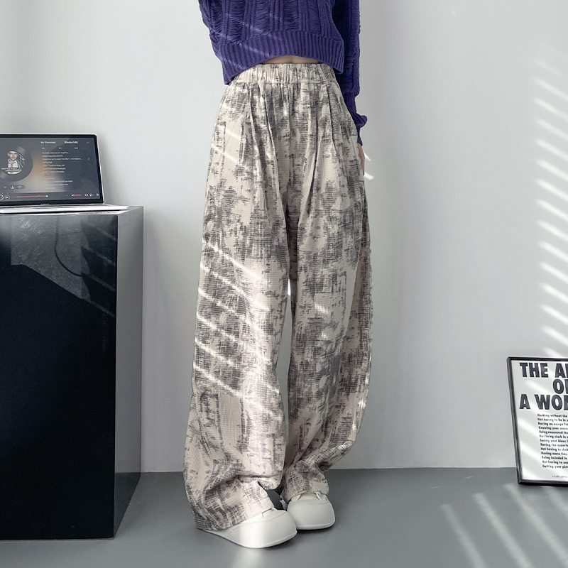 蜜略大码宽松遮肉显瘦高腰阔腿裤