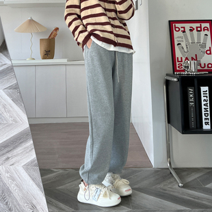 秋胖mm直筒阔腿裤 垂感抽绳束脚运动裤 女 大码 宽松显瘦遮肉休闲卫裤