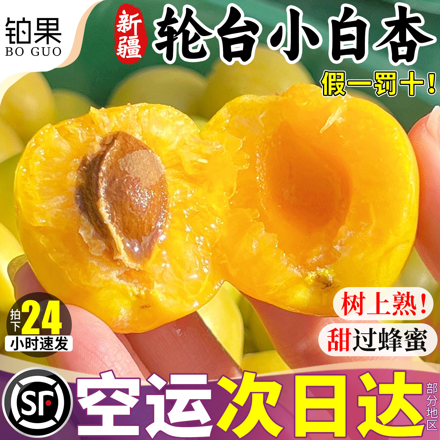 空运礼盒 4斤新疆轮台小白杏大杏子新鲜水果现摘吊干当季整箱包邮