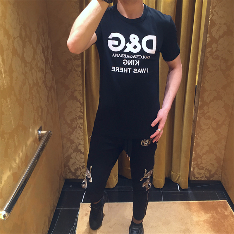 歐洲代購D&G/杜嘉班納T恤男18春夏印花字母短袖上衣g8hr8thp
