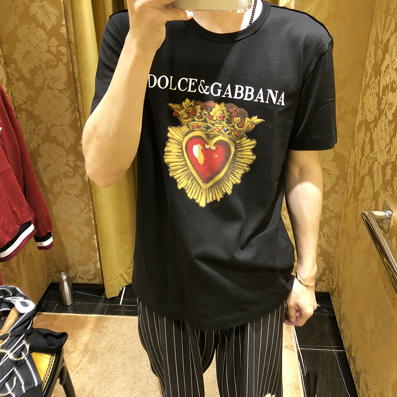 歐洲代購D&G/杜嘉班納18秋冬經典徽標印花時尚短袖T恤男g81g9tfh