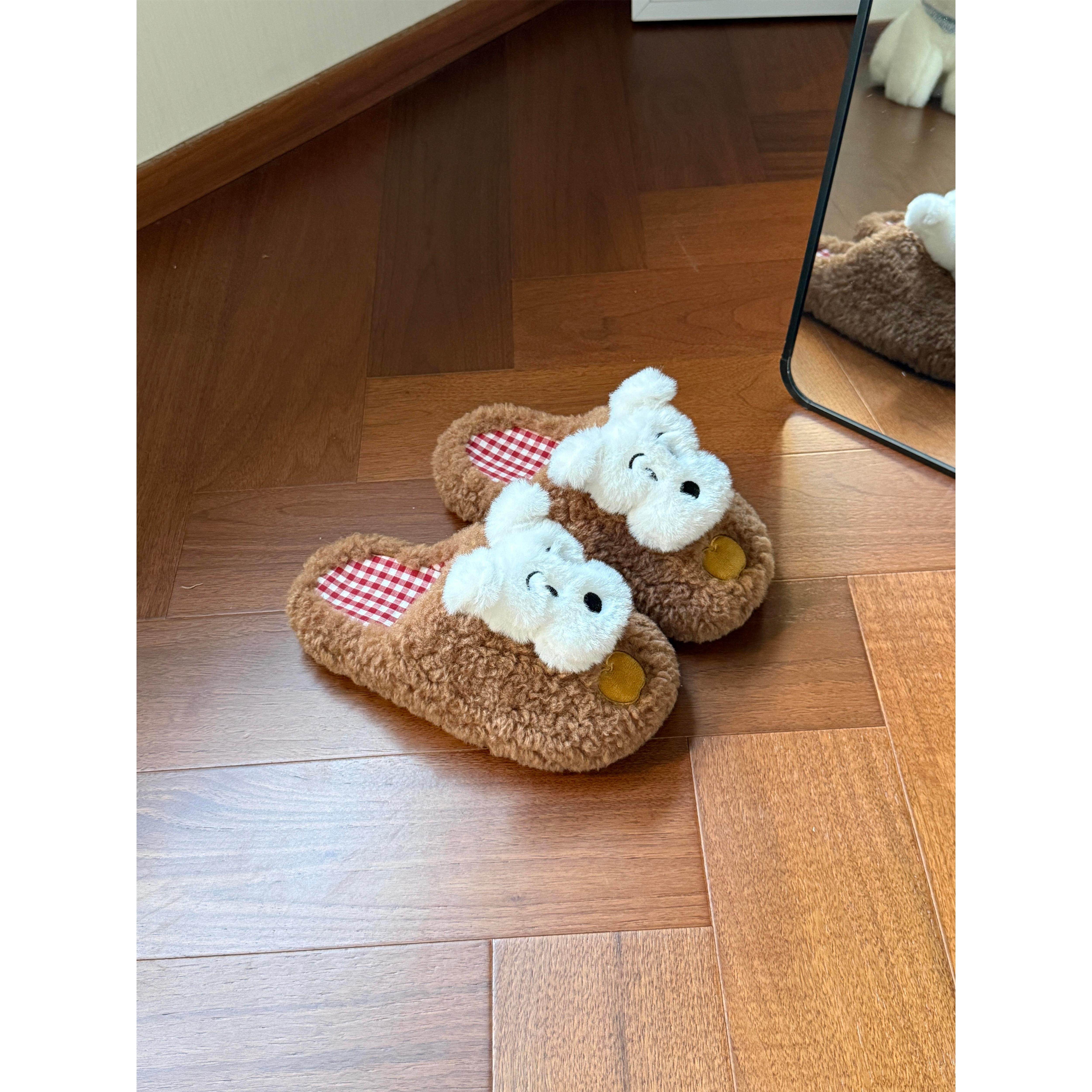 毛毛拖鞋女秋冬厚底防滑加绒保暖家居室内2025新款可爱毛绒拖鞋