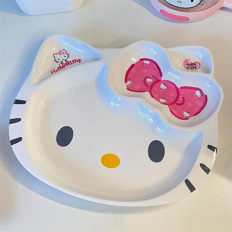 哈喽kitty盘子家用盘子可爱分餐盘创意水果碗碟筷子餐具2025新款