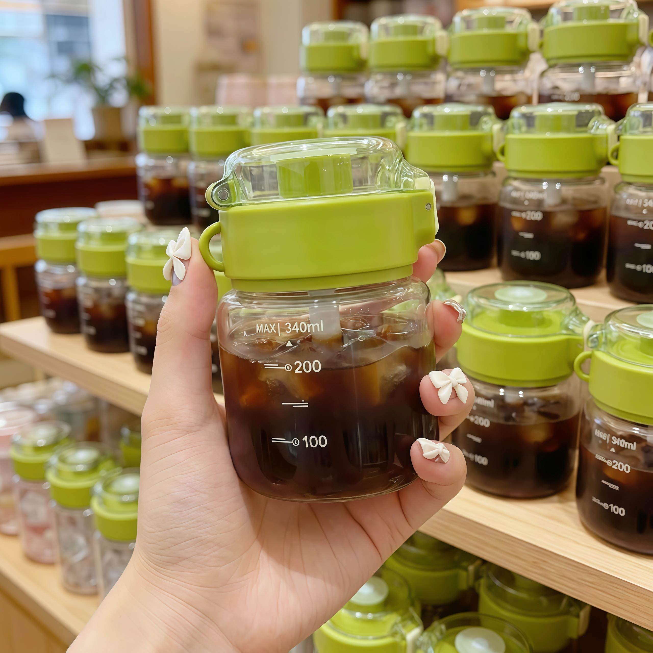 咖啡杯冷泡杯外带夏季冷萃食品级吸管随行杯高硼硅玻璃耐高温茶杯