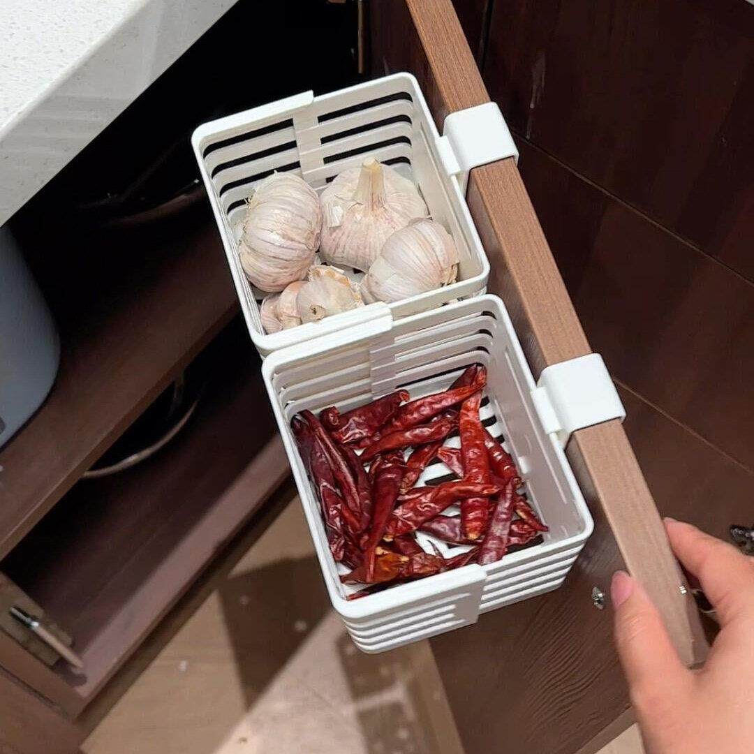 厨房葱姜蒜收纳筐可伸缩挂篮水槽洗碗布沥水篮冰箱壁挂杂物整理盒