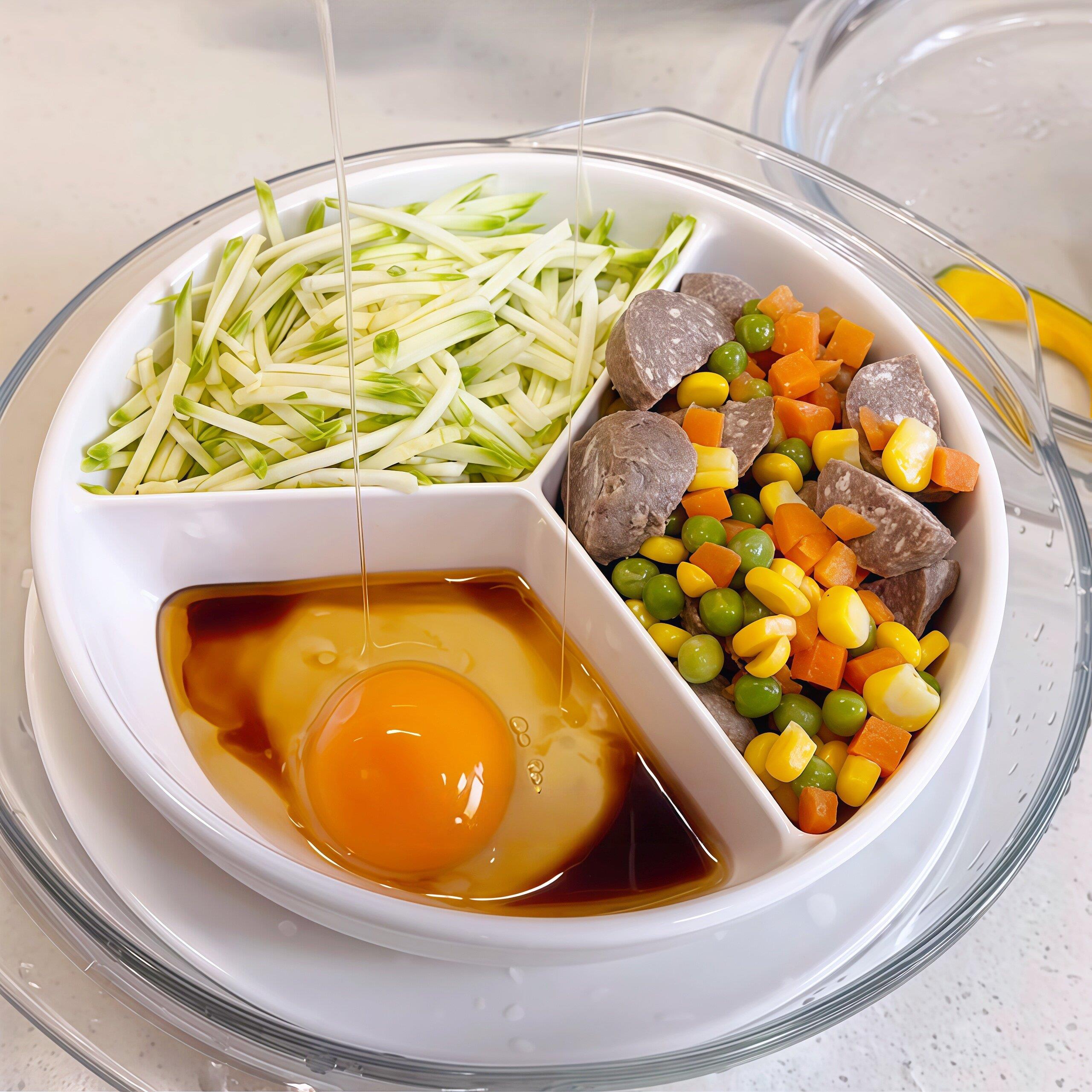 一饭三出!微波炉专用蒸盘陶瓷分格盘加热器皿上班族耐高温食品级