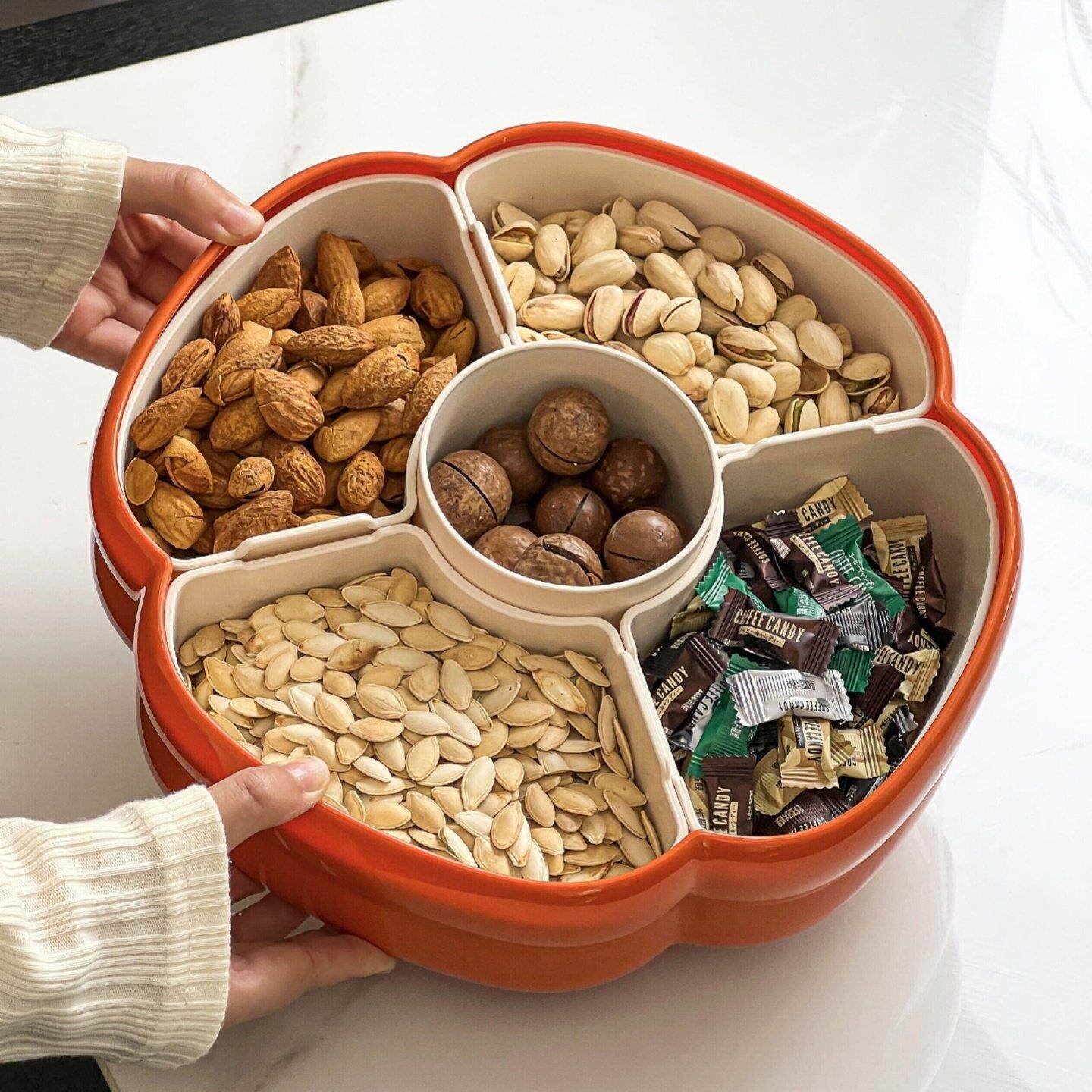 【柿柿如意】新年果盘水果盘家用客厅精致2026新款坚果干果零食盘