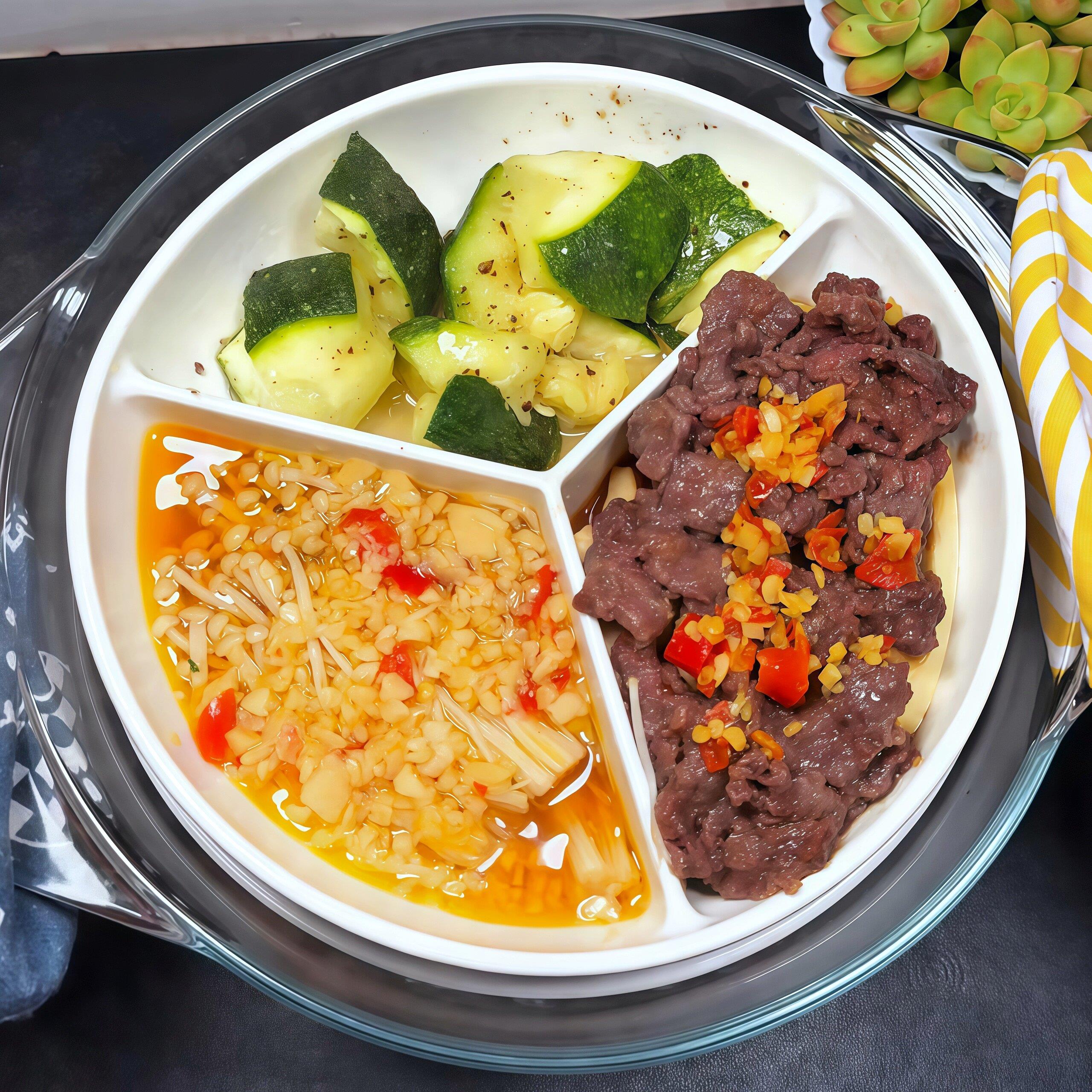 一饭三出!微波炉专用蒸盘陶瓷分格盘加热器皿上班族耐高温食品级