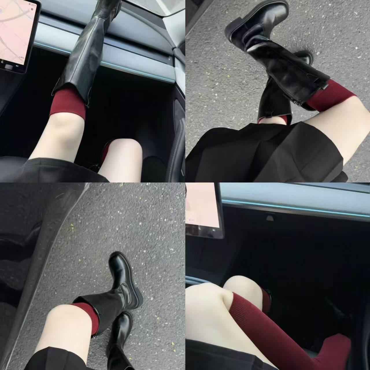 显白压力小腿袜配靴子女生秋冬款高级感2025新款辣妹时髦泡泡袜