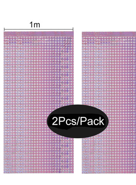 2 Pack Party Glitter Curtain Backdrop Decorations Silver Ros