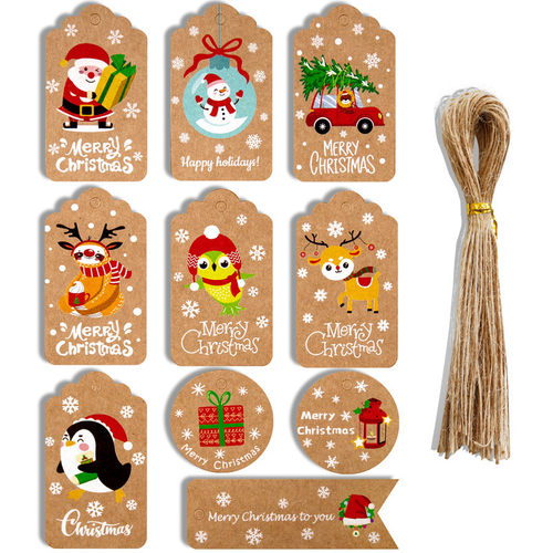 50Pc Merry Christmas Kraft Paper Tags DIY Handmade Gift Wrap