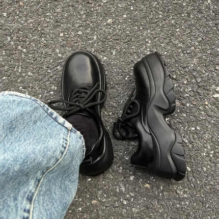 巴黎厚底德比鞋男增高秋季新款大头鞋英伦通勤皮鞋黑武士老爹鞋潮