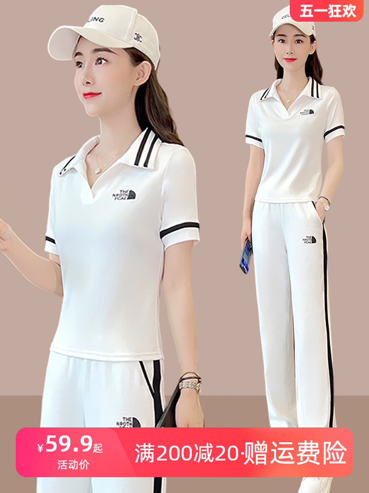 中国李寧联名休闲时尚运动服套装女夏季2024新款洋气时髦减龄显瘦