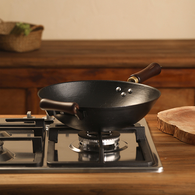 宝陈号古法铸铁锅无涂层炒锅