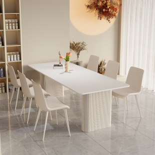 轻奢岩板会议桌长条桌现代简约洽谈桌休息区店面会客接待桌椅组合