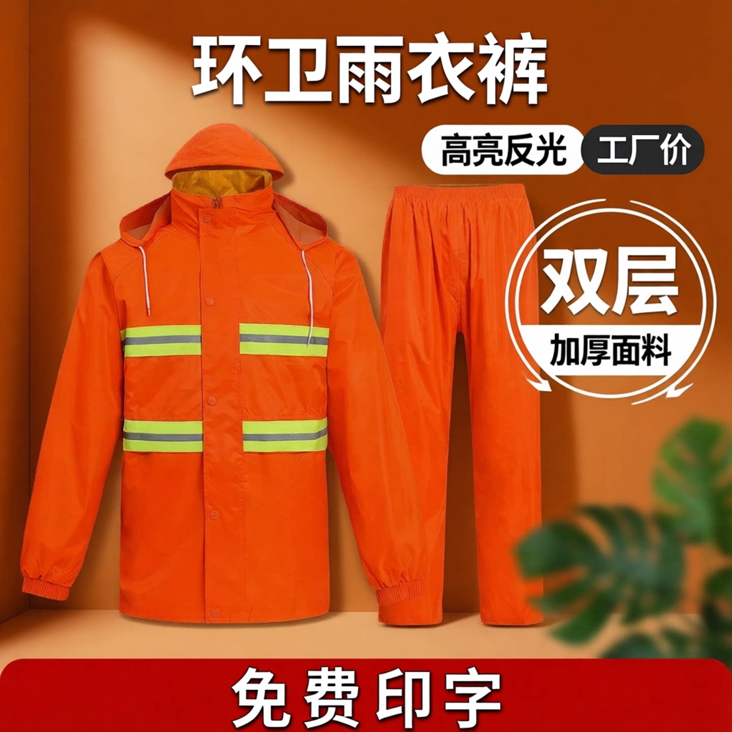 环卫雨衣反光分体套装男全身加厚