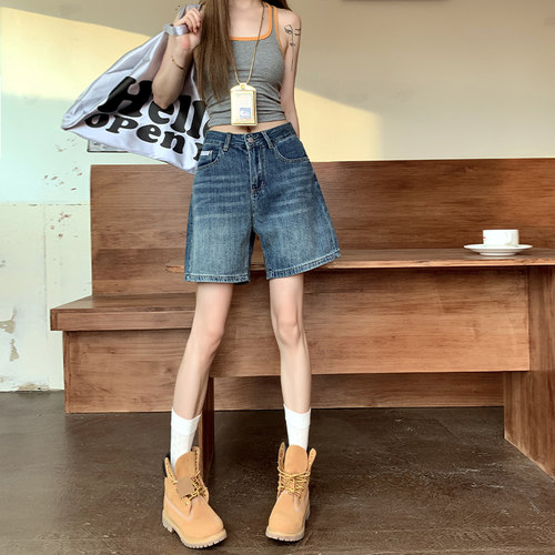 牛仔短裤女夏高腰显瘦中裤