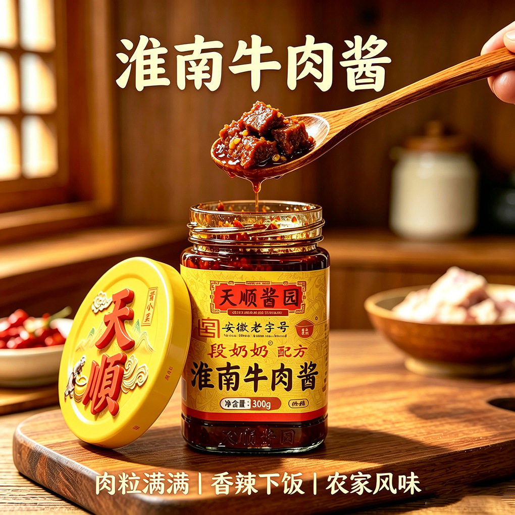 山姆冠名段奶奶配方淮南牛肉酱300g手工制作炒菜拌面拌饭蘸馍下饭