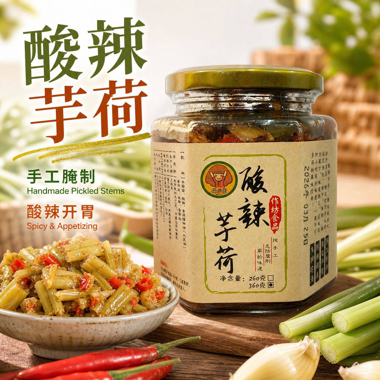 山姆冠名江西特色老坛酸芋荷酸辣芋禾农家自制腌芋苗梗即食下饭开