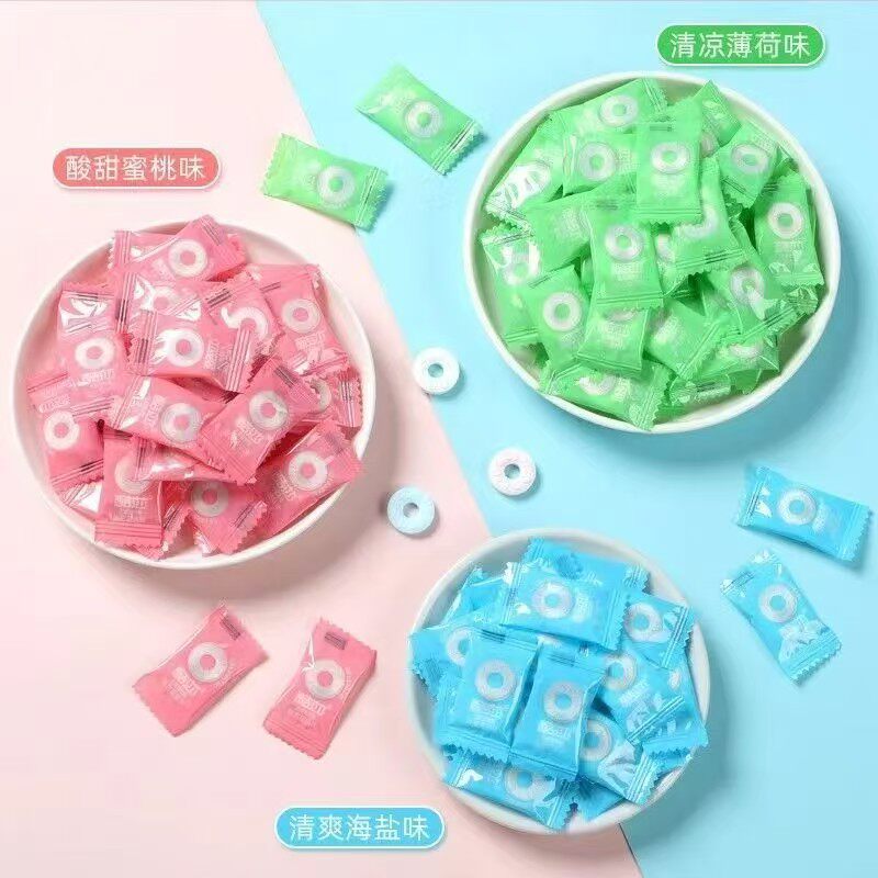 山姆冠名酷莎无糖薄荷糖维C含片强劲清凉海盐蜜桃圈圈糖爽口清新