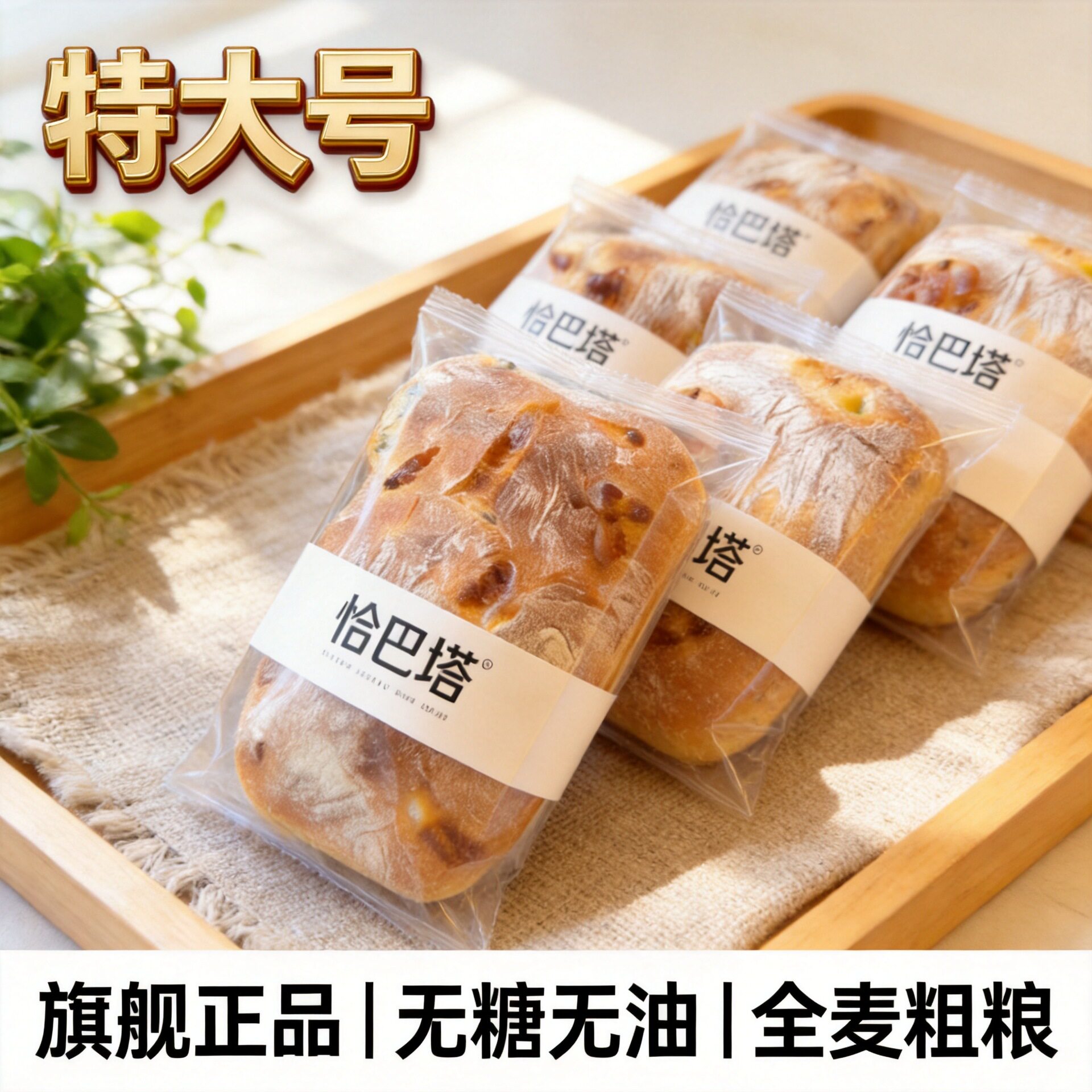 山姆冠名恰巴塔全麦面包原味粗粮充饥代餐早餐糕点休闲零食品家用