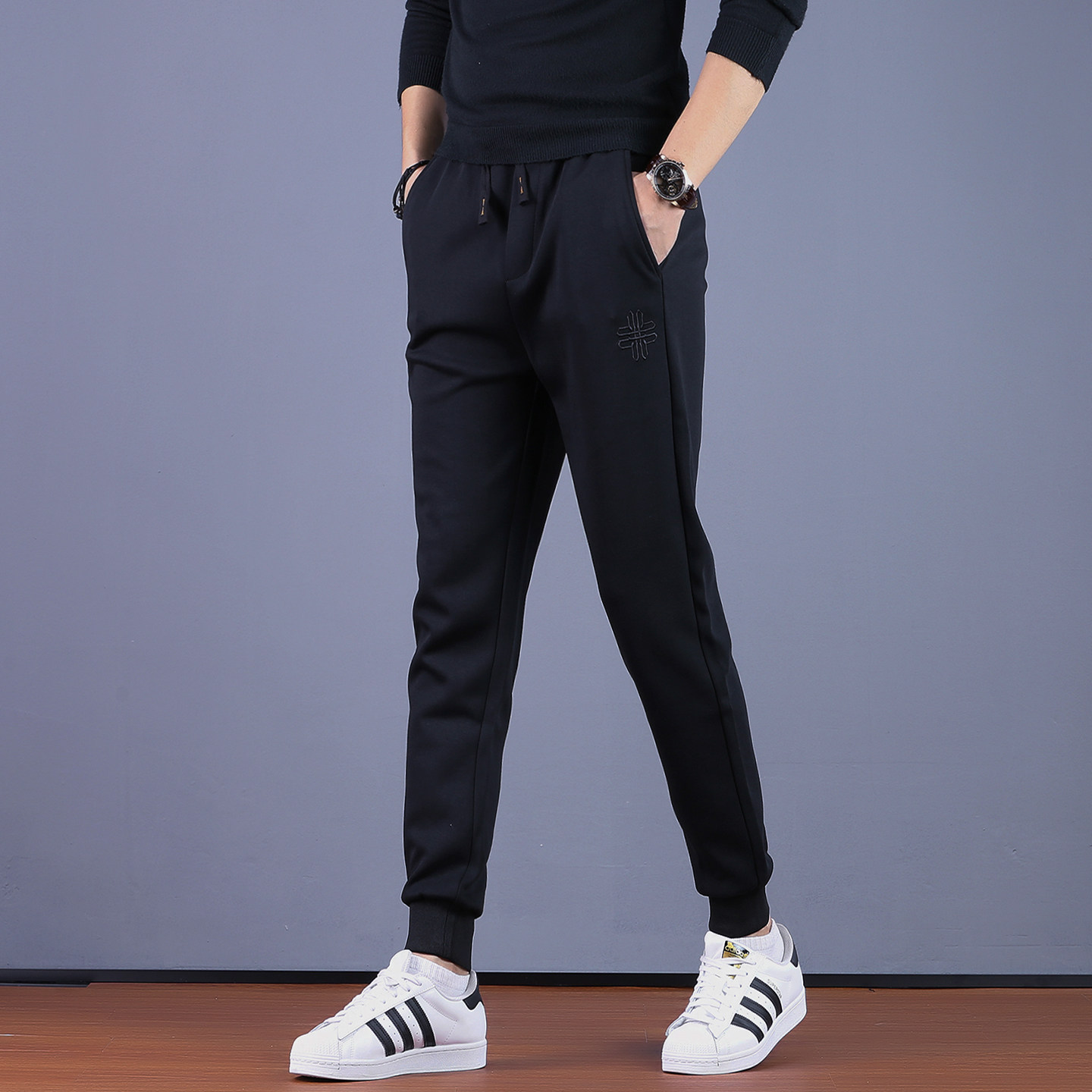 秋冬季休闲裤男潮流修身束脚裤潮牌长裤高端时尚百搭运动裤男裤