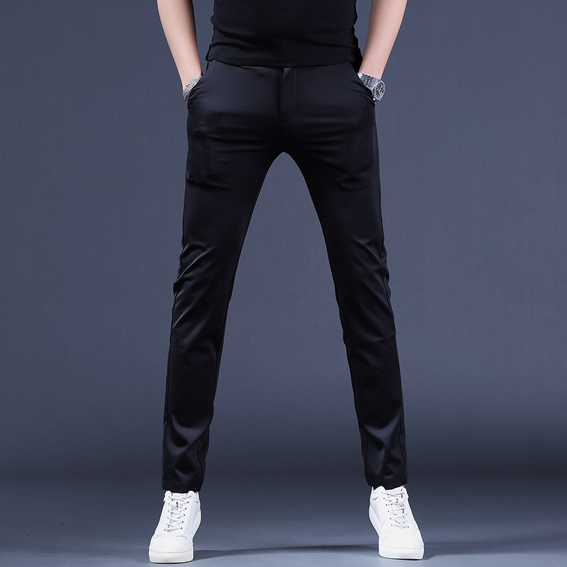 男士黑色西裤商务免烫上班西装裤春夏季修身小脚英伦百搭男长裤