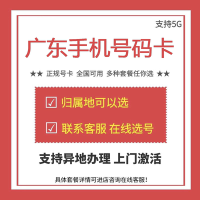 广东深圳广州湛江电话办理4G5G手机号码通话语音卡短信全国流量