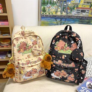 大容量卡通双肩背包2025新款卡皮巴拉可爱高中初中生上学书包旅行