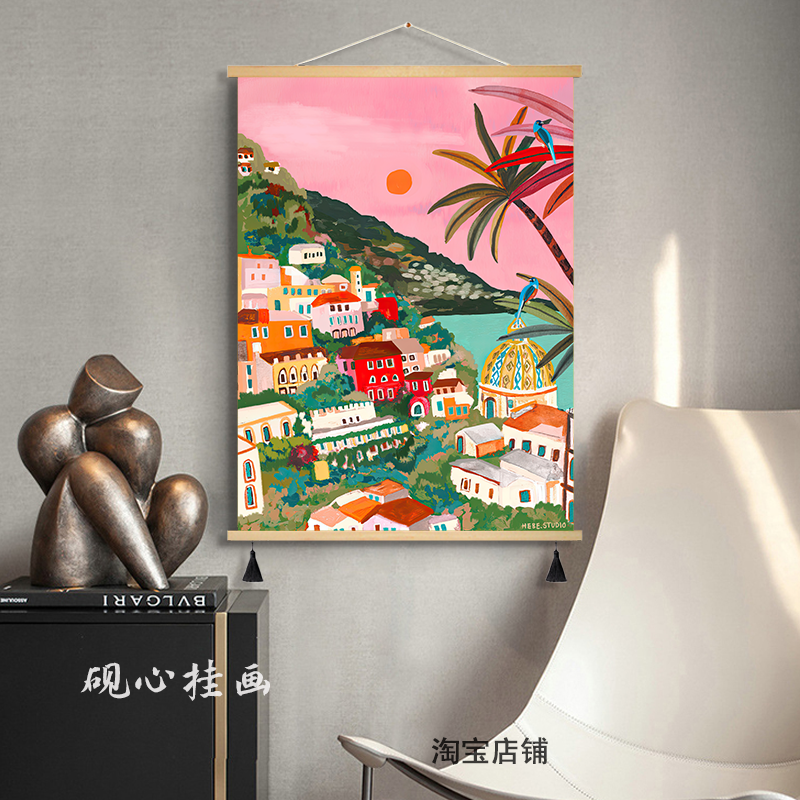 北欧多巴胺风景装饰画马蒂斯客厅挂画小众抽象民宿酒店餐厅墙壁画图片