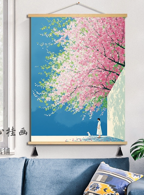 春日邂逅清新装饰画成品风景唯美简约高级感卧室客厅布艺挂画