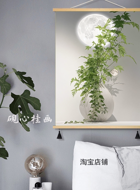 新中式荷气生财玄关装饰画高级感走廊过道挂画客厅背景墙竖版壁画