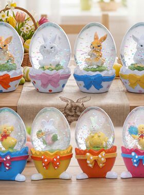 新款复活节微景观卡通可爱玻璃彩蛋兔子桌面装饰品摆件