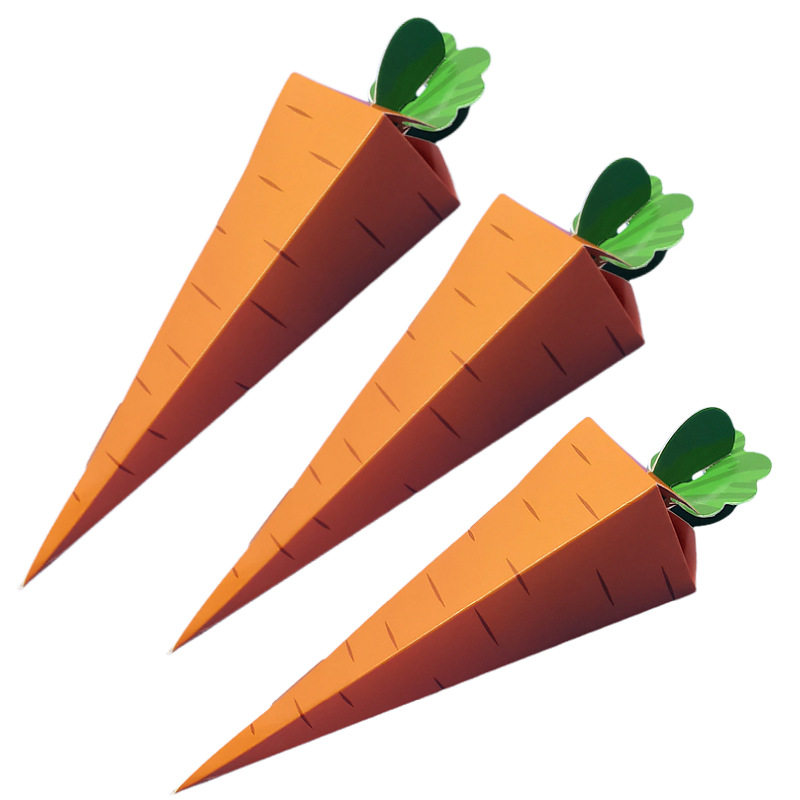 热销喜糖盒欧式设计胡萝卜糖果盒子长方形尖锥形包装纸盒现货