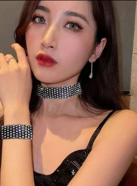 欧美时尚经典水钻颈链手链套装组合