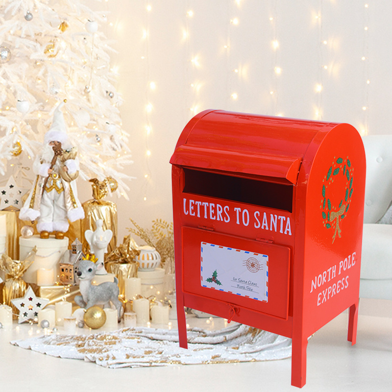 圣诞节装饰木屋信箱邮箱邮筒铁制卧鹿摆件酒吧咖啡厅店铺门口摆饰