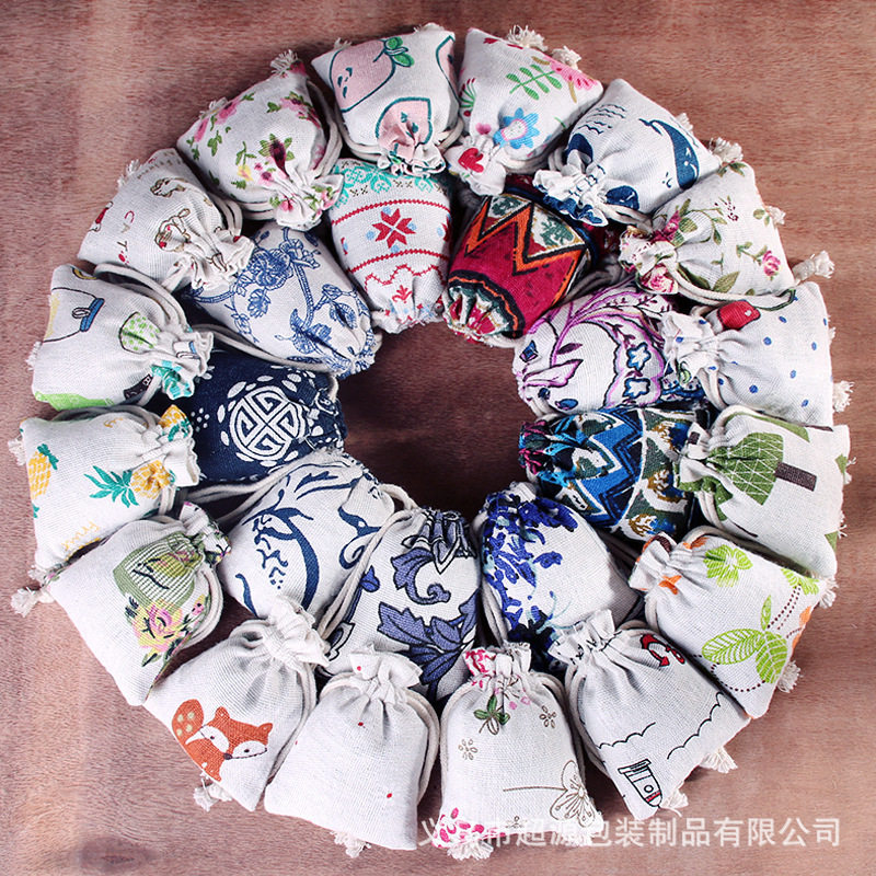 热卖 饰品首饰收纳圣诞礼品袋香囊香包抽绳袋 仿麻布束口袋