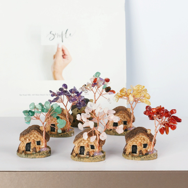 水晶mini摆饰小房子仿古树屋中国风迷你微景观装饰桌面摆件