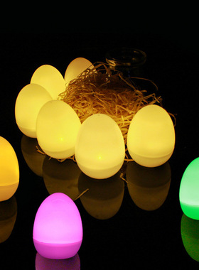 led鸡蛋灯多色复活节彩蛋灯塑料白色球led发光仿真鸡蛋灯派对装饰