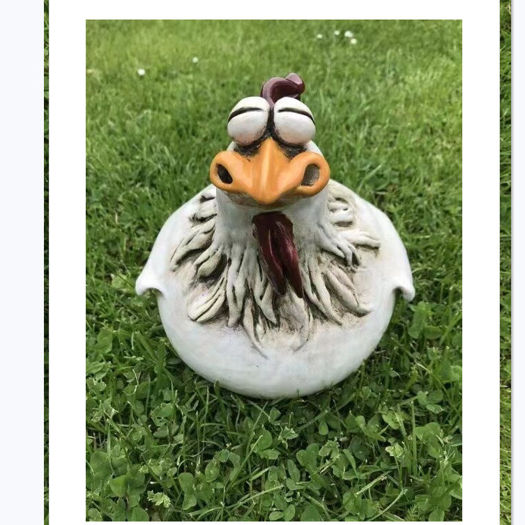 新品大母鸡大眼表情鸡树脂工艺品摆件庭院装饰牧场家居微景观