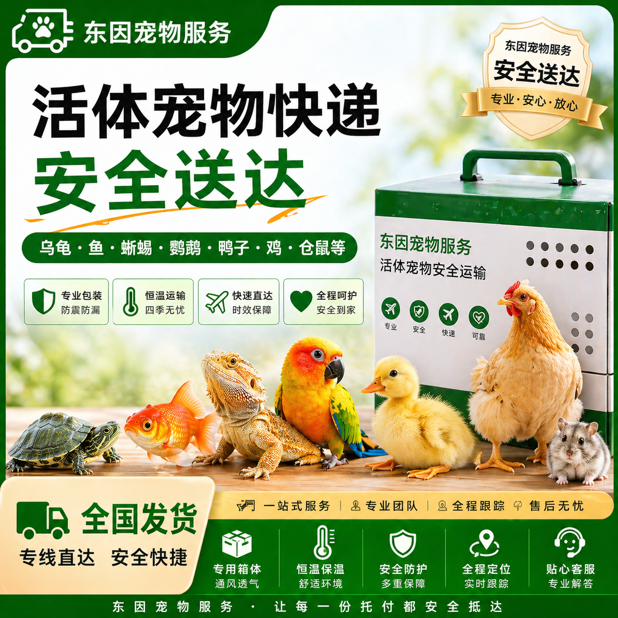 活体代寄顺丰京东乌龟鹦鹉鱼活物兔仓鼠守宫快递上门取件宠物代发