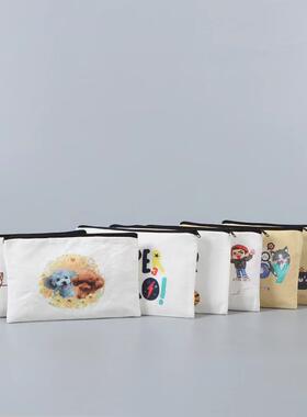 帆布拉链笔袋 DIY简约拉链包化妆手拿包手绘涂鸦文具收纳