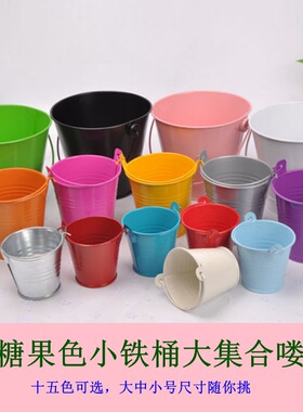 家居装饰金属工艺品小铁桶创意马口铁多肉植物花盆桌子收纳桶