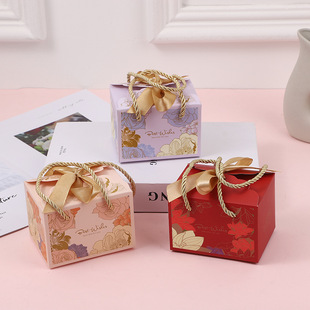 结婚喜糖盒子婚礼糖盒手提式礼盒装糖果纸盒创意喜糖袋子包装空盒