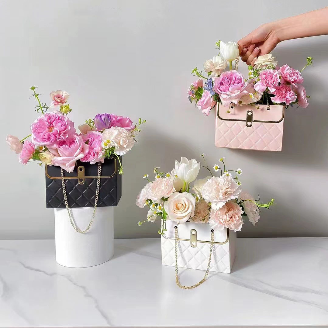 潮牌鲜花手提包装袋母亲节日花艺礼品七夕可折叠手提鲜花礼盒