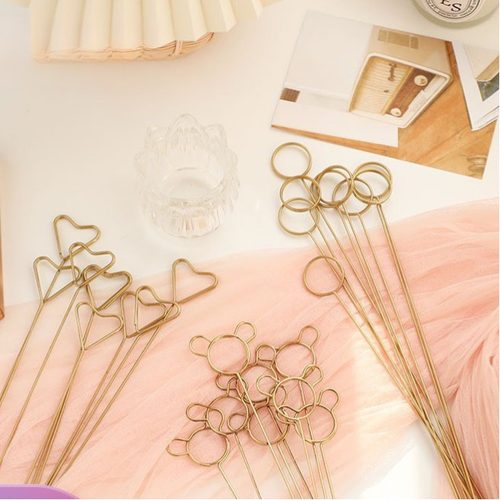 花束包装卡片夹金属心形插花花艺材料鲜花插杆情人节花店资材用品